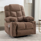 Fauteuil inclinable massant et à bascule en tissu avec fonction chauffante, port USB et porte-gobelets, 1 place