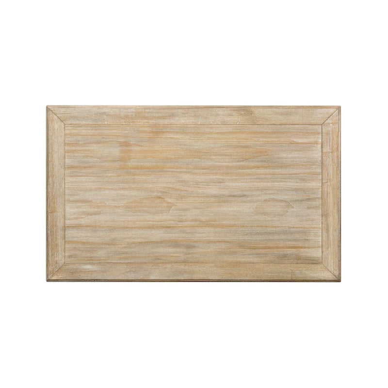 Table basse rectangulaire blanchie à roulettes avec étagère inférieure, montage par 1 personne