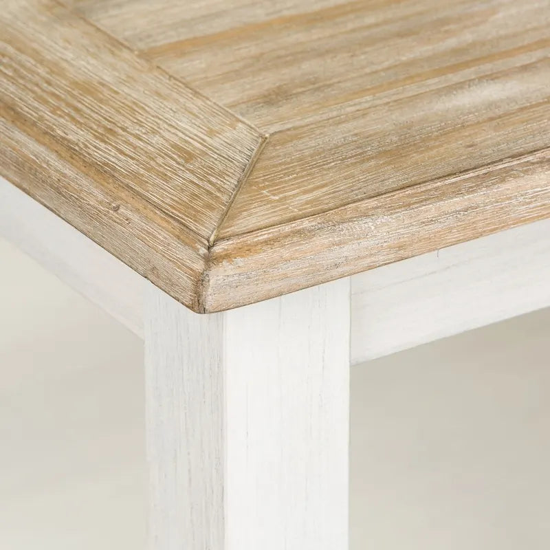 Table basse rectangulaire blanchie à roulettes avec étagère inférieure, montage par 1 personne