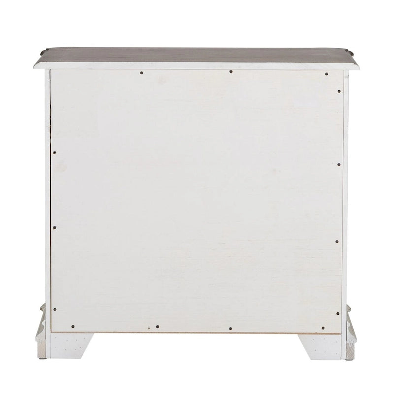 Classeur latéral antique blanc avec 2 tiroirs à extension complète verrouillables et pieds tournés, assemblage par 1 personne
