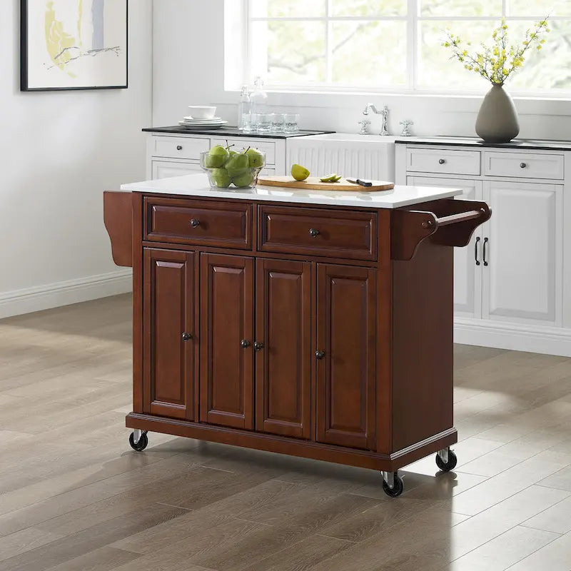 Crosley Full-size Granite Top Mahogany Kitchen Cart - 51.5  W x 18  D x 36.5  H