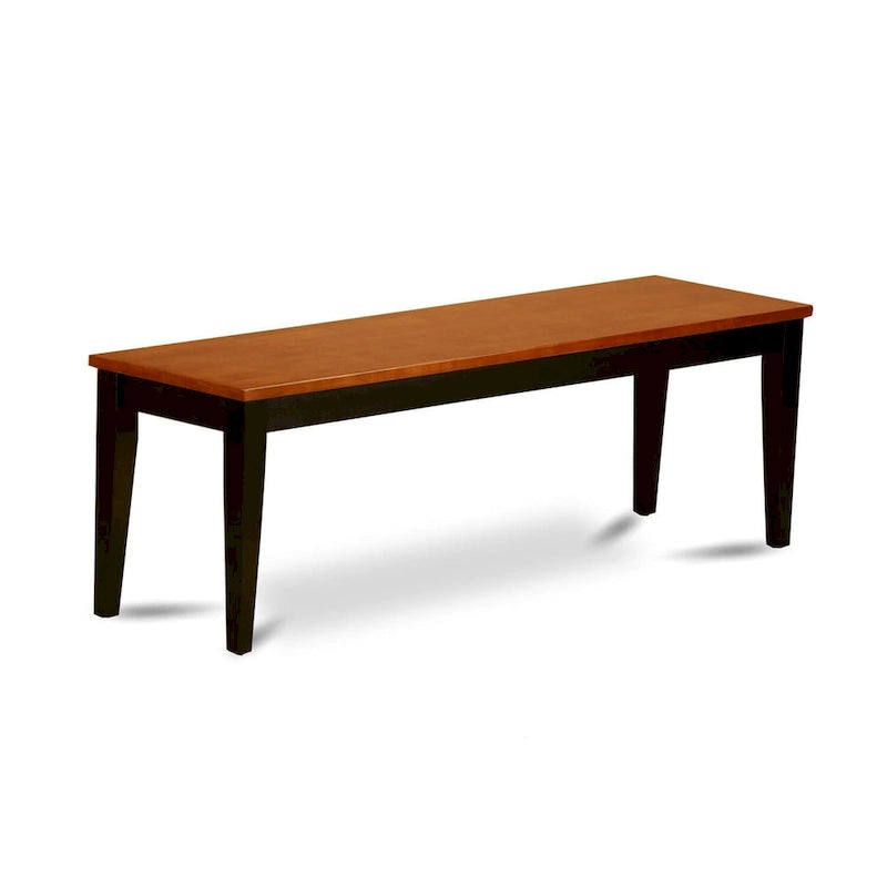 Banc de salle à manger en hévéa noir et cerisier / couleur crème et cerisier, avec assise en bois et base à 4 pieds, 2 places