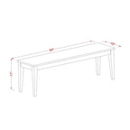 Banc de salle à manger en hévéa noir et cerisier / couleur crème et cerisier, avec assise en bois et base à 4 pieds, 2 places