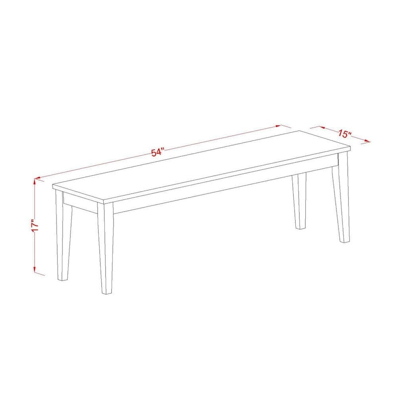 Banc de salle à manger en hévéa noir et cerisier / couleur crème et cerisier, avec assise en bois et base à 4 pieds, 2 places