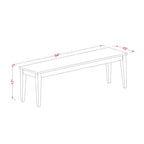 Banc de salle à manger en hévéa noir et cerisier / couleur crème et cerisier, avec assise en bois et base à 4 pieds, 2 places