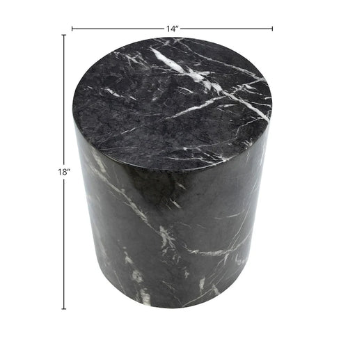 Table d'appoint ronde à pied, noir et blanc, en béton avec finition marbre, montage par 1 personne