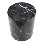 Table d'appoint ronde à pied, noir et blanc, en béton avec finition marbre, montage par 1 personne