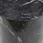 Table d'appoint ronde à pied, noir et blanc, en béton avec finition marbre, montage par 1 personne