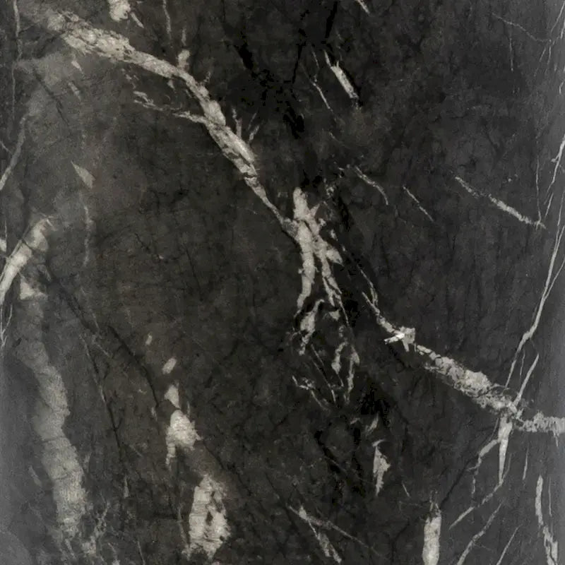 Table d'appoint ronde à pied, noir et blanc, en béton avec finition marbre, montage par 1 personne
