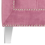 Fauteuil club une place en coton prune/blanc avec garniture cloutée argentée et pieds transparents