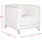 Fauteuil club une place en coton prune/blanc avec garniture cloutée argentée et pieds transparents