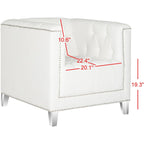 Fauteuil club une place en coton prune/blanc avec garniture cloutée argentée et pieds transparents
