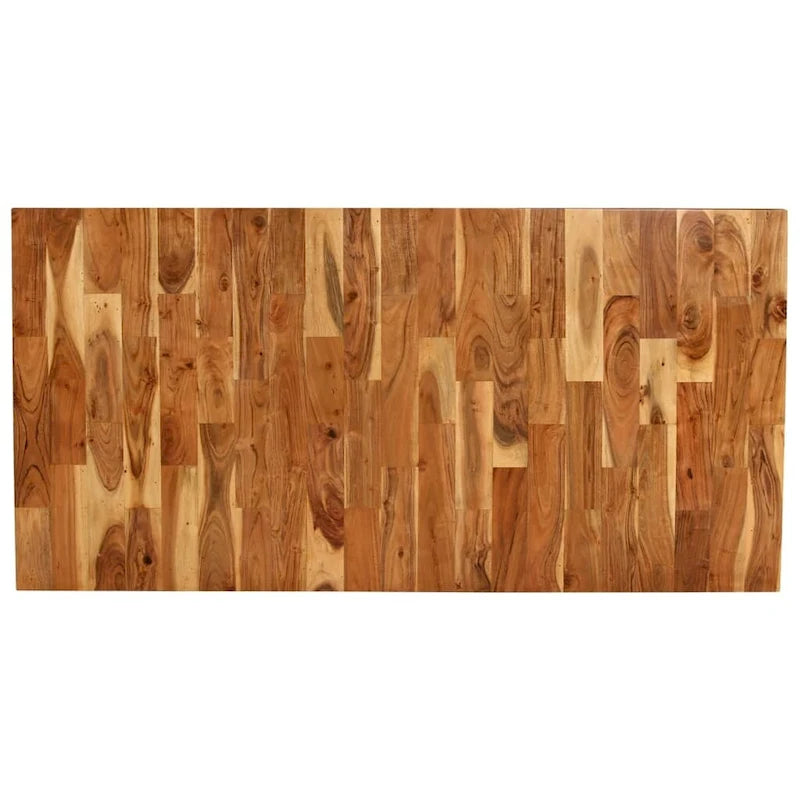 Table à manger marron en bois d'acacia et de manguier massif avec pieds en acier thermolaqué, 6 places
