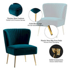 Fauteuil d'appoint sans accoudoirs en velours violet, avec dossier capitonné et pieds en métal doré, 1 place