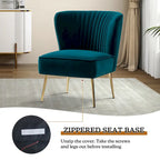 Fauteuil d'appoint sans accoudoirs en velours violet, avec dossier capitonné et pieds en métal doré, 1 place
