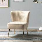 Fauteuil d'appoint sans accoudoirs en velours violet, avec dossier capitonné et pieds en métal doré, 1 place