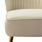 Fauteuil d'appoint sans accoudoirs en velours violet, avec dossier capitonné et pieds en métal doré, 1 place