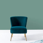 Fauteuil d'appoint sans accoudoirs en velours violet, avec dossier capitonné et pieds en métal doré, 1 place