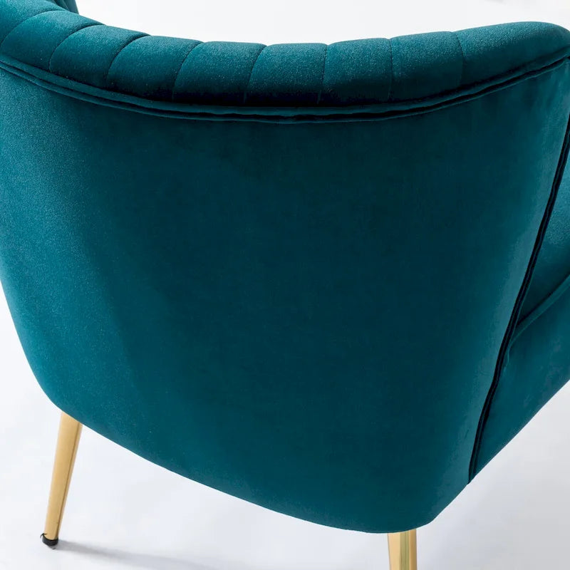 Fauteuil d'appoint sans accoudoirs en velours violet, avec dossier capitonné et pieds en métal doré, 1 place