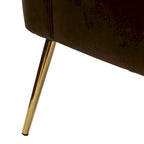 Fauteuil d'appoint sans accoudoirs en velours violet, avec dossier capitonné et pieds en métal doré, 1 place