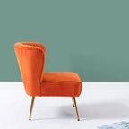 Fauteuil d'appoint sans accoudoirs en velours violet, avec dossier capitonné et pieds en métal doré, 1 place