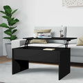 Table basse relevable multicolore avec rangement dissimulé, bois d'ingénierie, assemblage par 1 personne