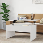 Table basse relevable multicolore avec rangement dissimulé, bois d'ingénierie, assemblage par 1 personne