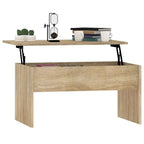 Table basse relevable multicolore avec rangement dissimulé, bois d'ingénierie, assemblage par 1 personne