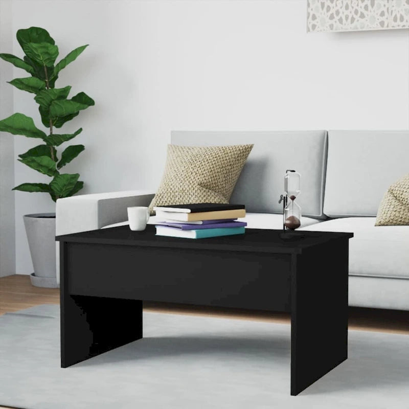 Table basse relevable multicolore avec rangement dissimulé, bois d'ingénierie, assemblage par 1 personne