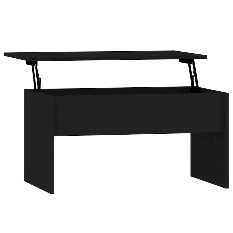 Table basse relevable multicolore avec rangement dissimulé, bois d'ingénierie, assemblage par 1 personne