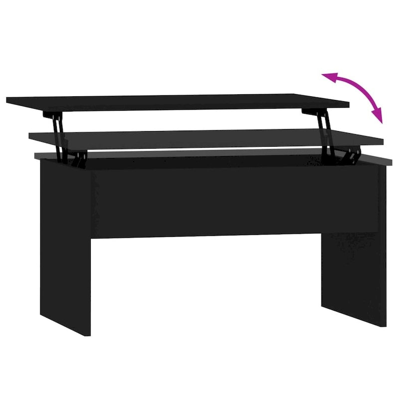 Table basse relevable multicolore avec rangement dissimulé, bois d'ingénierie, assemblage par 1 personne