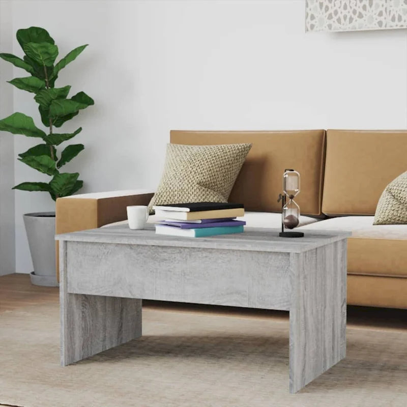 Table basse relevable multicolore avec rangement dissimulé, bois d'ingénierie, assemblage par 1 personne