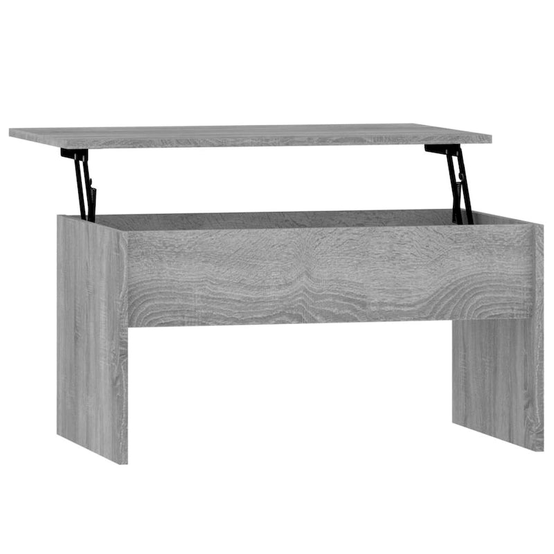 Table basse relevable multicolore avec rangement dissimulé, bois d'ingénierie, assemblage par 1 personne