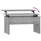 Table basse relevable multicolore avec rangement dissimulé, bois d'ingénierie, assemblage par 1 personne