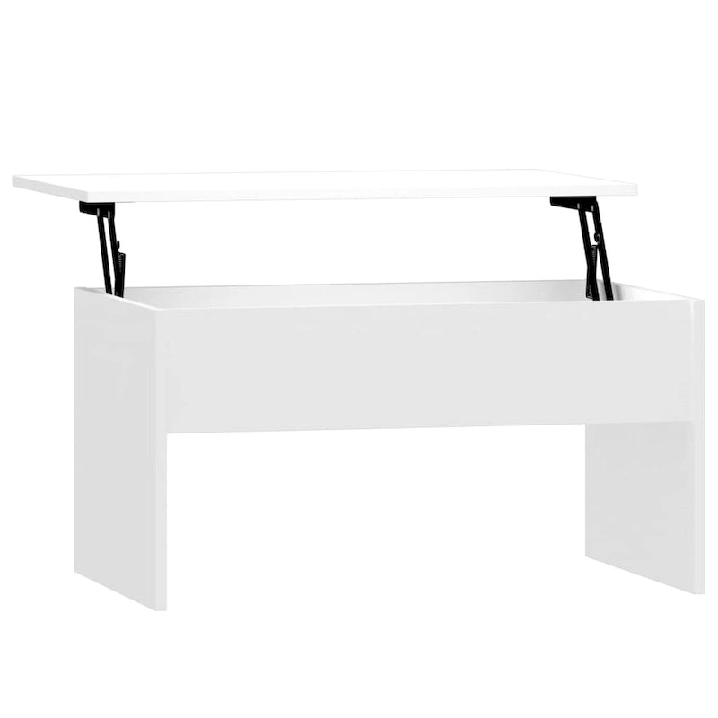 Table basse relevable multicolore avec rangement dissimulé, bois d'ingénierie, assemblage par 1 personne