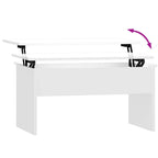 Table basse relevable multicolore avec rangement dissimulé, bois d'ingénierie, assemblage par 1 personne