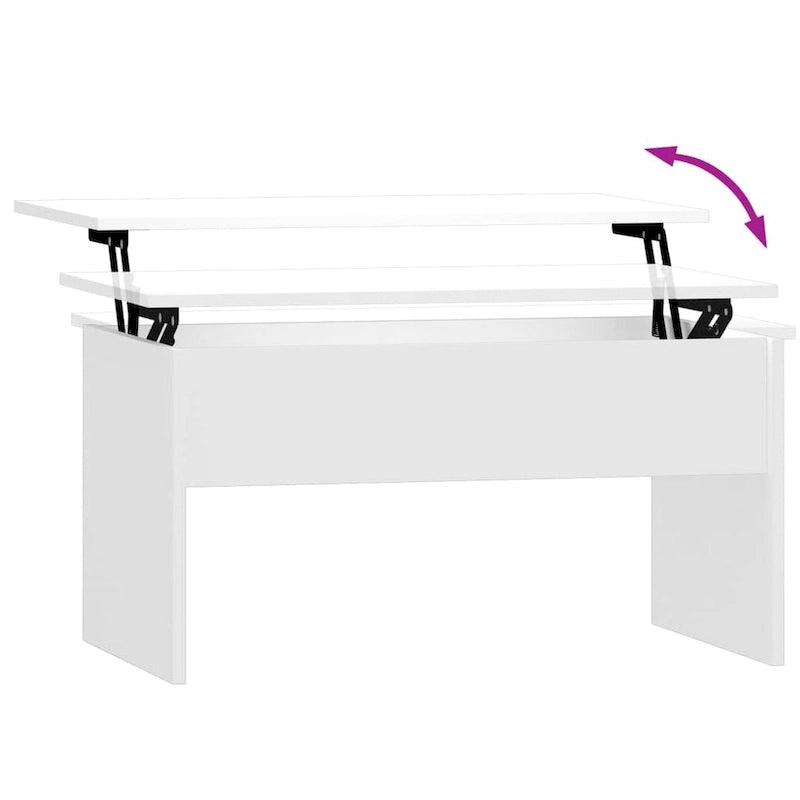 Table basse relevable multicolore avec rangement dissimulé, bois d'ingénierie, assemblage par 1 personne