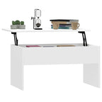 Table basse relevable multicolore avec rangement dissimulé, bois d'ingénierie, assemblage par 1 personne