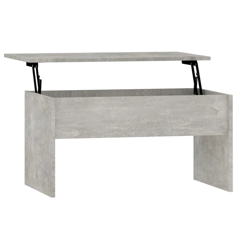 Table basse relevable multicolore avec rangement dissimulé, bois d'ingénierie, assemblage par 1 personne