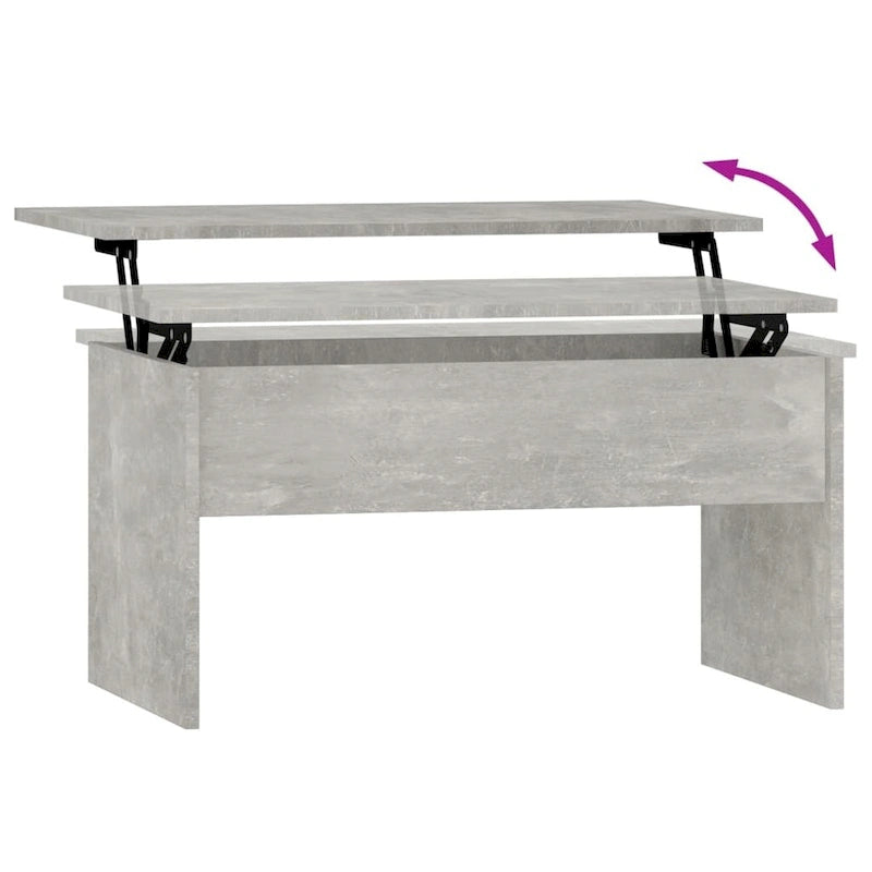 Table basse relevable multicolore avec rangement dissimulé, bois d'ingénierie, assemblage par 1 personne