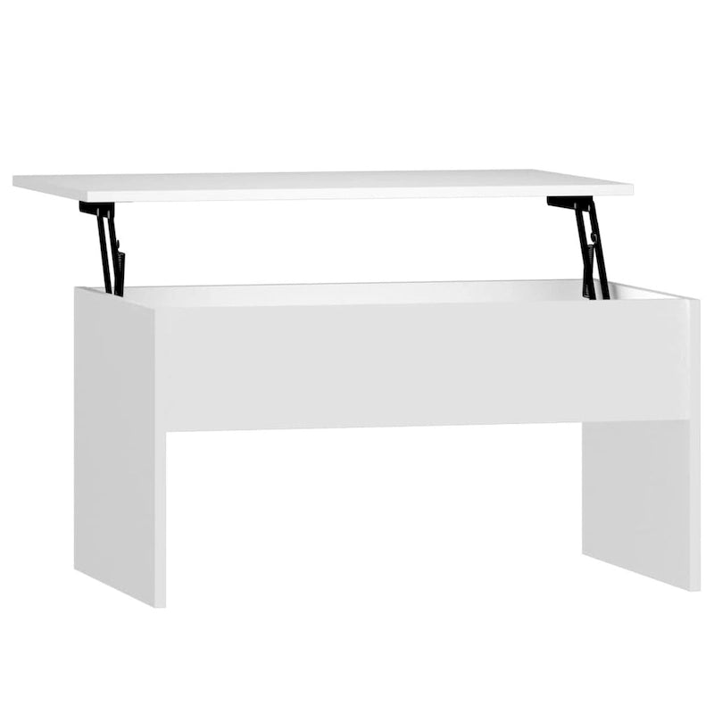 Table basse relevable multicolore avec rangement dissimulé, bois d'ingénierie, assemblage par 1 personne