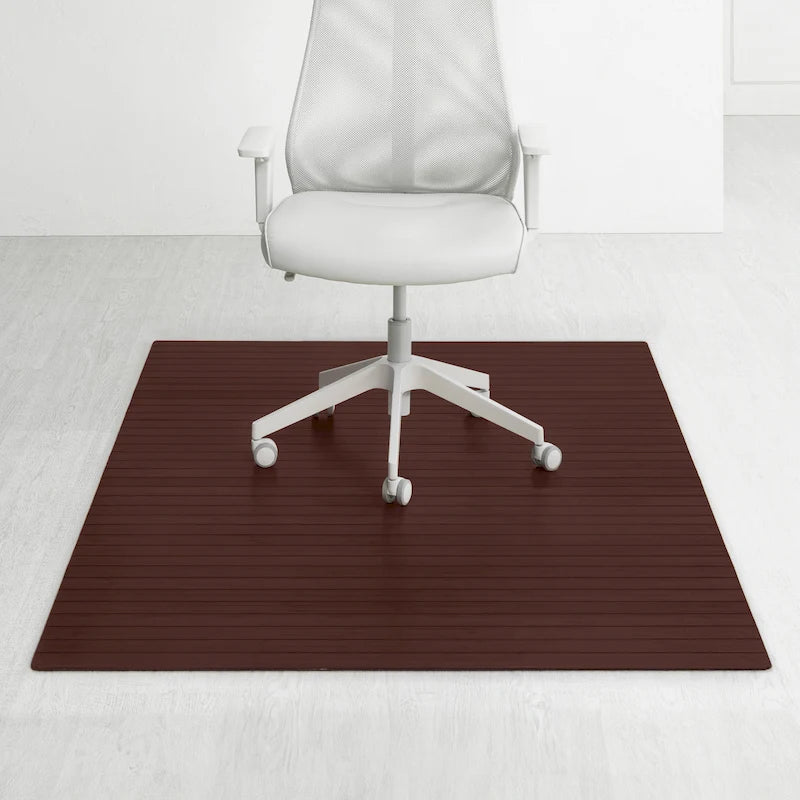 Tapis de Chaise de Bureau Rectangulaire en Bambou Cerisier / Noyer / Espresso avec Dos Antidérapant