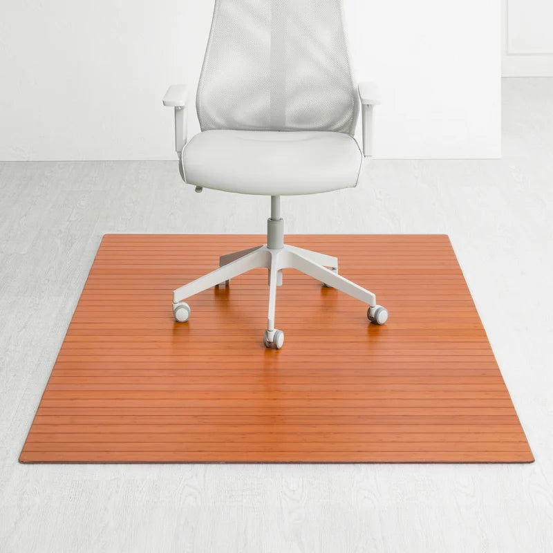 Tapis de Chaise de Bureau Rectangulaire en Bambou Cerisier / Noyer / Espresso avec Dos Antidérapant