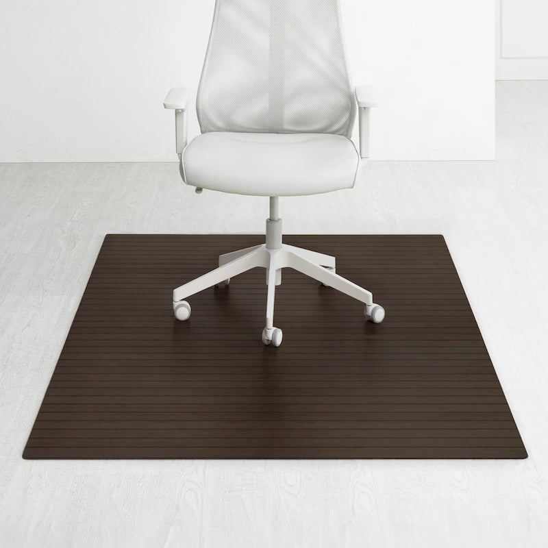 Tapis de Chaise de Bureau Rectangulaire en Bambou Cerisier / Noyer / Espresso avec Dos Antidérapant