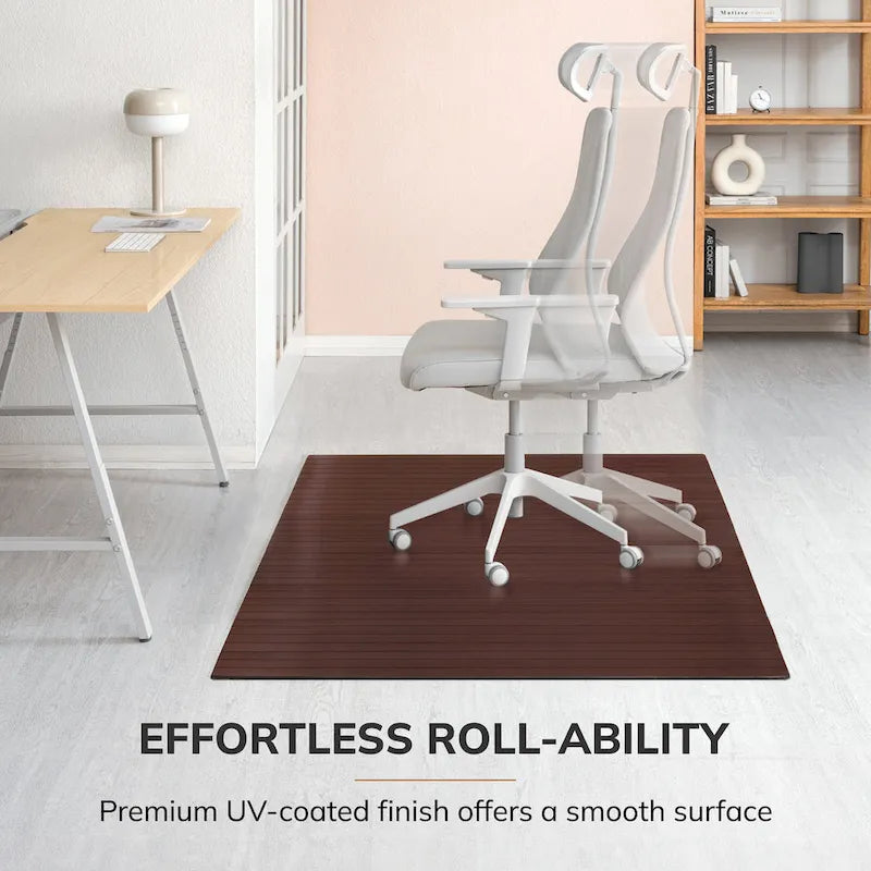 Tapis de Chaise de Bureau Rectangulaire en Bambou Cerisier / Noyer / Espresso avec Dos Antidérapant