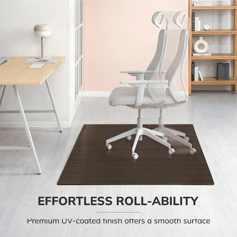 Tapis de Chaise de Bureau Rectangulaire en Bambou Cerisier / Noyer / Espresso avec Dos Antidérapant