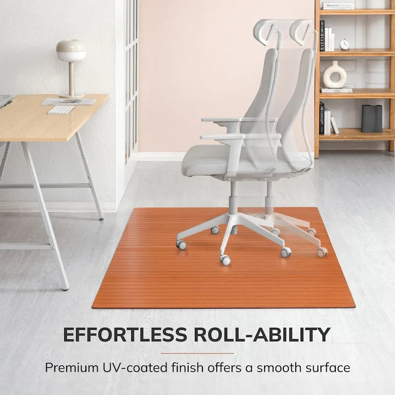 Tapis de Chaise de Bureau Rectangulaire en Bambou Cerisier / Noyer / Espresso avec Dos Antidérapant