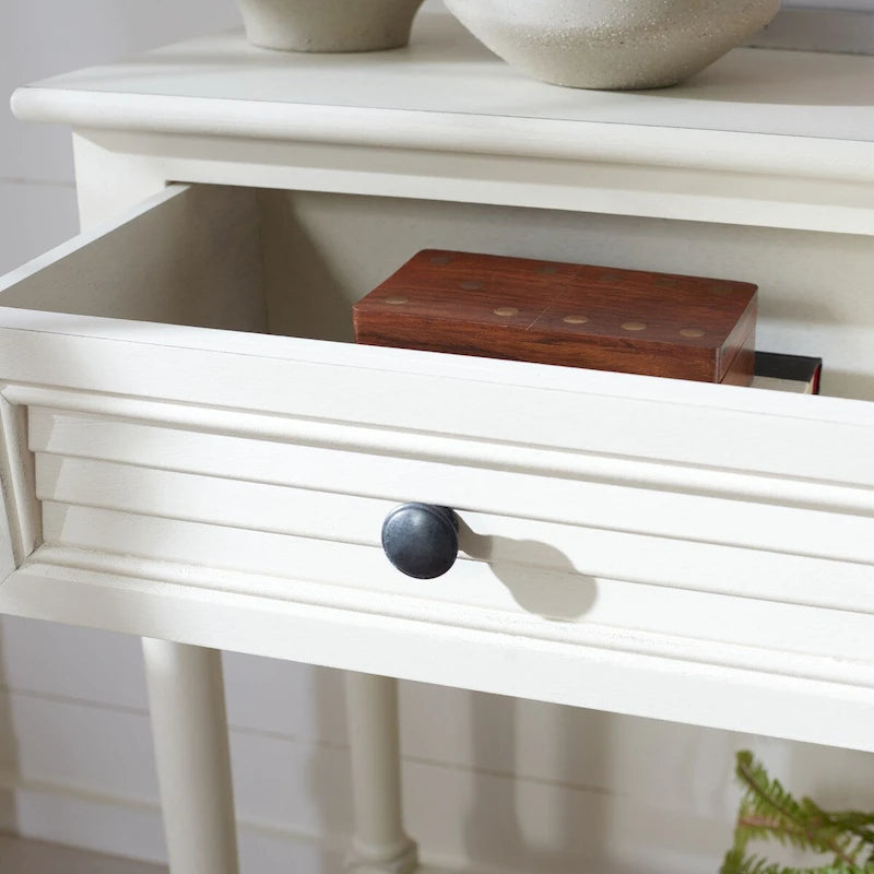 Console de ferme avec 2 tiroirs et pieds tournés, assemblage par 1 personne
