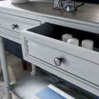 Console de ferme avec 2 tiroirs et pieds tournés, assemblage par 1 personne