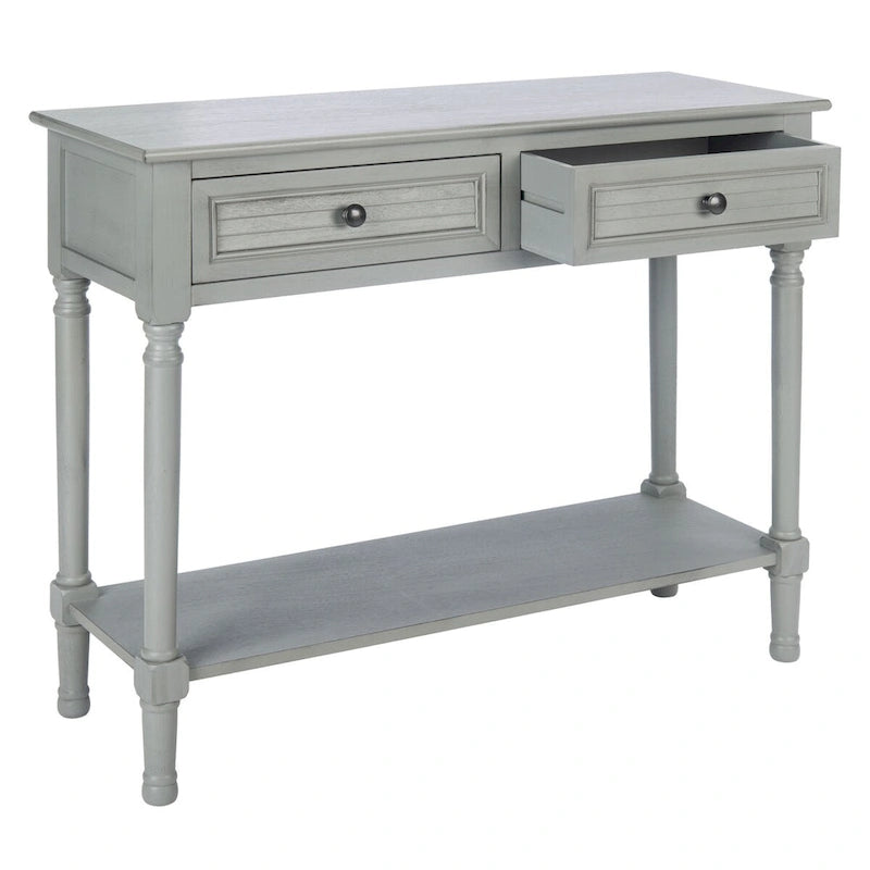 Console de ferme avec 2 tiroirs et pieds tournés, assemblage par 1 personne